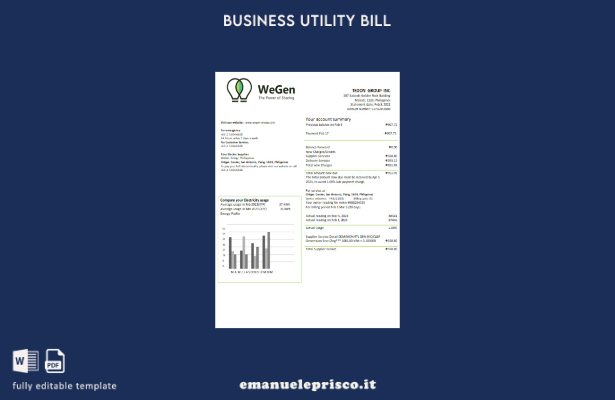 stile verificato Modello di fattura aziendale di WeGen Energy Filippine